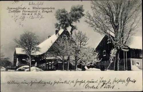 Ak Hermsdorf im Erzgebirge, Zollhaus, Winter