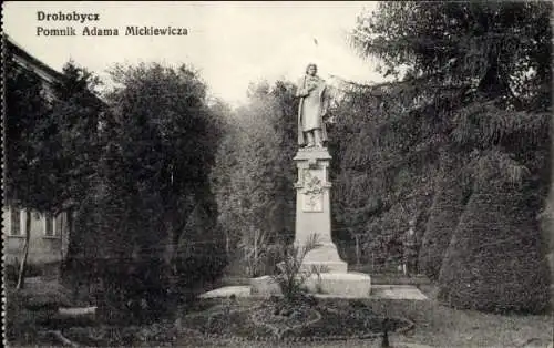 Ak Drohobycz Drohobytsch Karpaten Ukraine, Adam-Mickiewicz-Denkmal