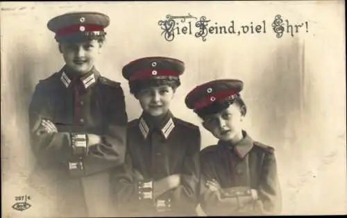 Ak Kinder in Uniformen, Soldaten, Viel Feind, viel Ehr