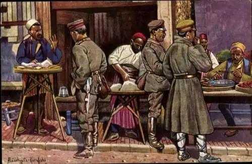 Künstler Ak Uesküb Mazedonien, Straßenleben