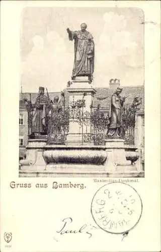 Ak Bamberg in Oberfranken, Maximilian-Denkmal