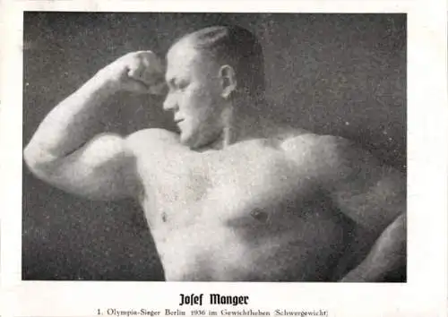 Ak Josef Manger, 1. Olympia-Sieger Berlin 1936 im Gewichtheben