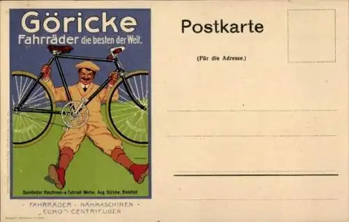 Ak Reklame, Göricke Fahrräder, Bielefelder Maschinen- und Fahrradwerke