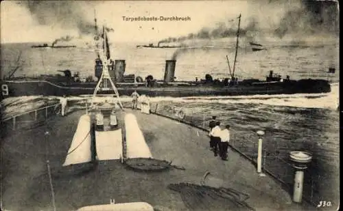 Ak Deutsches Kriegsschiff, Torpedoboots-Durchbruch, Kaiserliche Marine