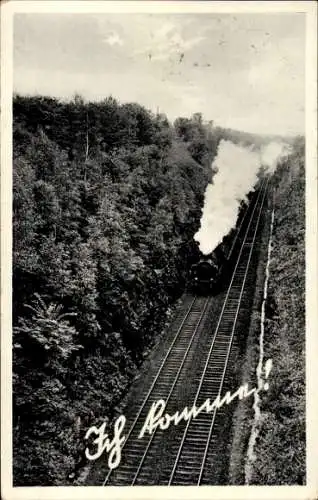 Ak Ich komme, deutsche Eisenbahn, Dampflokomotive