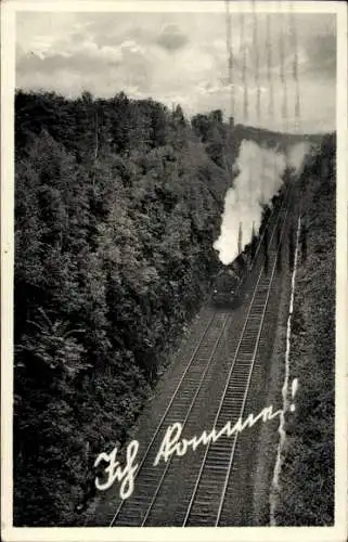 Ak Ich komme, deutsche Eisenbahn, Dampflokomotive