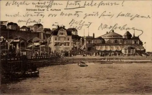 Ak Helgoland, Unterland, Nordsee Bazar und Kurhaus