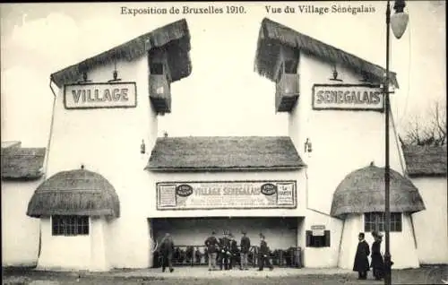 Ak Brüssel Brüssel, Ausstellung 1910, Blick auf das senegalesische Dorf
