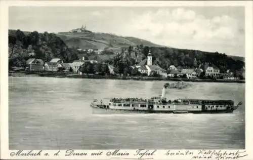 Ak Marbach an der Donau Melk Niederösterreich, Ort mit Maria Taferl, Salondampfer