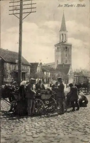 Ak Jelgava Mitau Lettland, Markt, deutsche Soldaten