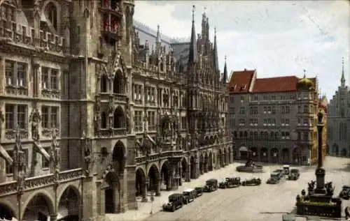 Ak München, Rathaus, Mariensäule