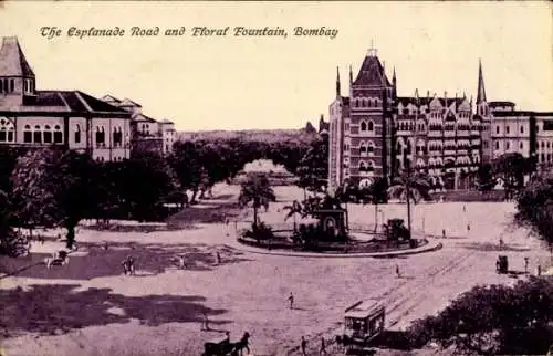 Ak Mumbai Bombay Indien, Esplanade Road, Blumenbrunnen