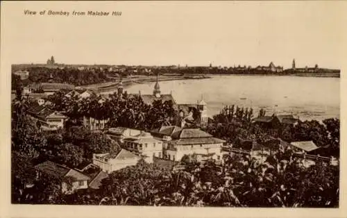 Ak Mumbai Bombay Indien, Blick vom Malabar Hill