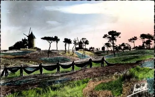 Ak Noirmoutier Vendée, Moulins de la Geriniere