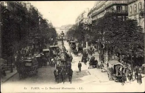 Ak Paris II, Boulevard Montmartre, Kutschen