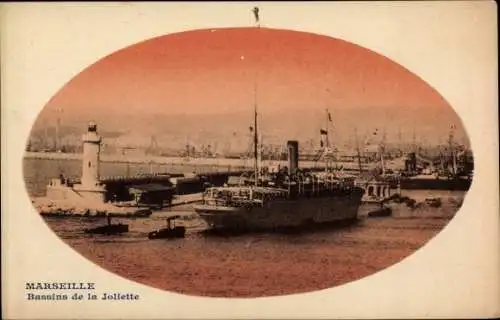 Ak Marseille Bouches du Rhône, Bassins de la Joliette, Schiff