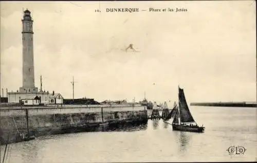 Ak Dunkerque Dünkirchen Nord, Phare, Jetees