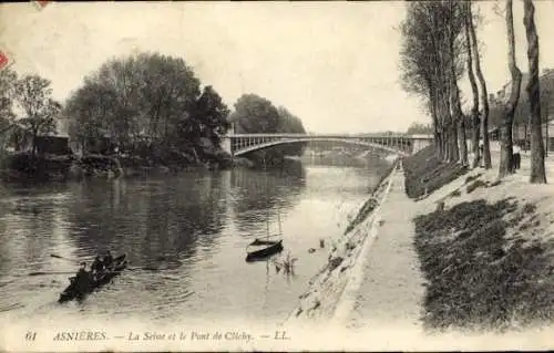 Ak Asnières Yonne, Seine, Pont de Clichy