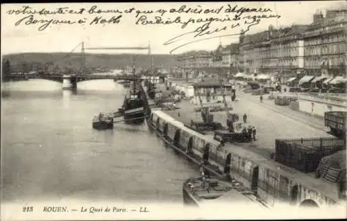 Ak Rouen Seine Maritime, Quai de Paris