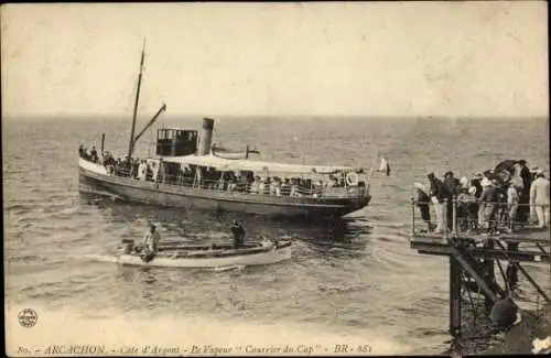 Ak Arcachon Gironde, Cote d'Argent, Vapeur Courrier du Cap