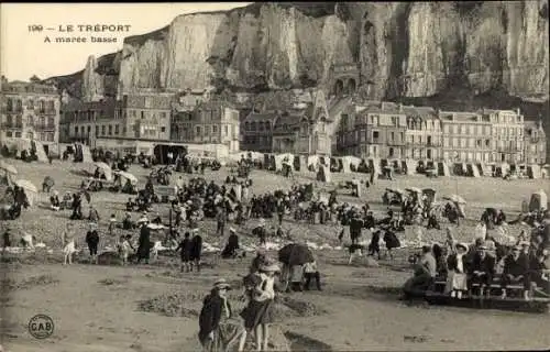 Ak Le Tréport Seine Maritime, Strand bei Ebbe