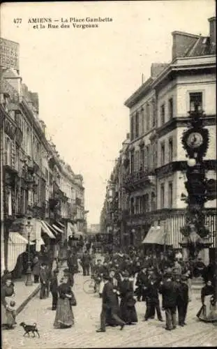 Ak Amiens Somme, Place Gambetta, Rue des Vergeaux