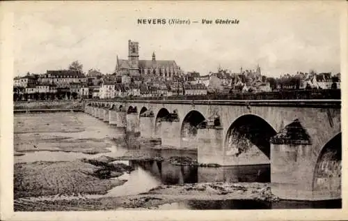 Ak Nevers Nièvre, Vue generale, Brücke
