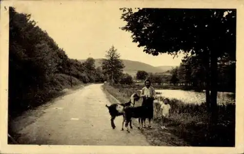 Ak Moux en Morvan Nièvre, Route d'Autun au Moulin de Chazelle