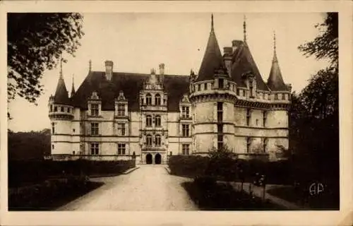 Ak Azay le Rideau Indre et Loire, Chateau Nacional, Facade Nord, Entree