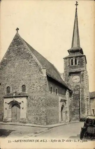 Ak Savennières Maine et Loire, Kirche