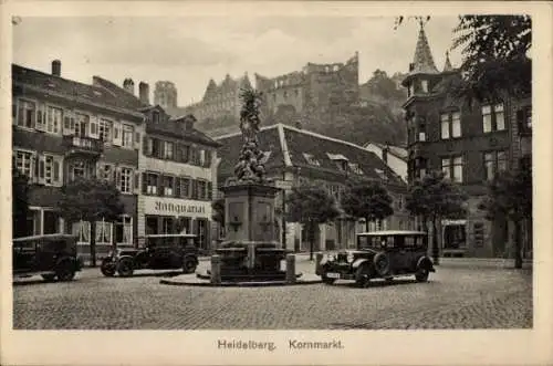 Ak Heidelberg am Neckar, Kornmarkt, Schloss, Antiquariat