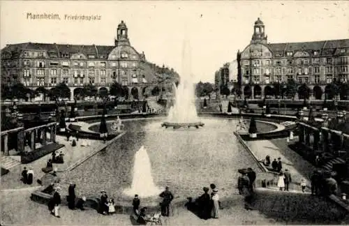 Ak Mannheim in Baden, Friedrichsplatz, Fontäne