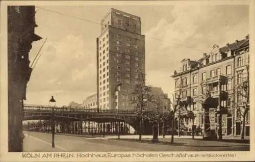 Ak Köln am Rhein, Hochhaus am Hansaring, Brücke