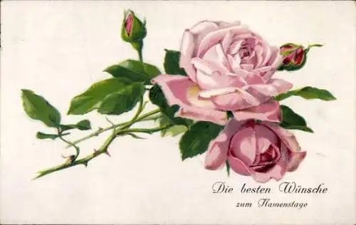 Präge Ak Glückwunsch Namenstag, Rosen