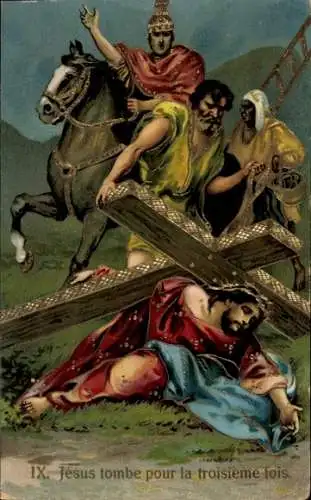 Ak Kreuzwegstationen, Jesus fällt zum dritten Mal