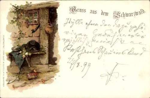 Litho Gruß aus dem Schwarzwald, Hauseingang