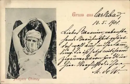 Ak Variete-Künstlerin Clara Ward, Princesse de Caraman-Chimay, Portrait als Orientalin