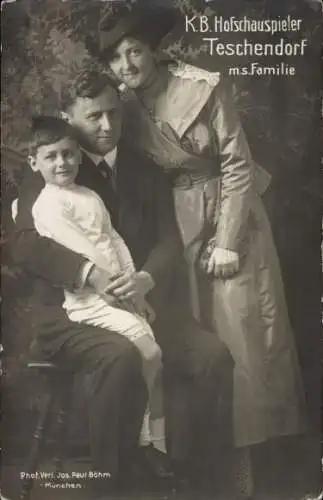 Ak Schauspieler Teschendorf mit Familie, KB Hofschauspieler