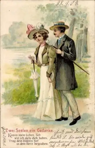 Litho Zwei Seelen, ein Gedanke, Liebespaar