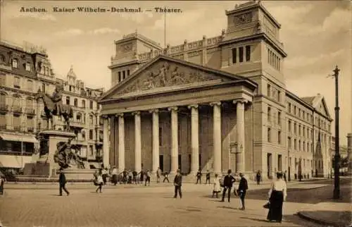Ak Aachen in Nordrhein Westfalen, Kaiser Wilhelm-Denkmal, Theater