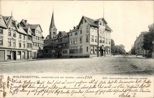 Ak Wolfenbüttel in Niedersachsen, Harztorplatz, Katholische Kirche