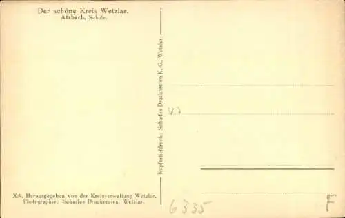 Ak Atzbach Lahnau in Hessen, Schule