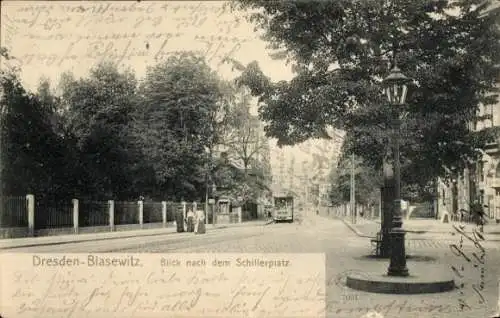 Ak Dresden Blasewitz, Blick nach dem Schillerplatz, Straßenbahn 370