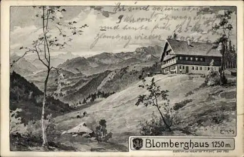 Künstler Ak Moos, Wackersberg in Oberbayern, Blomberghaus