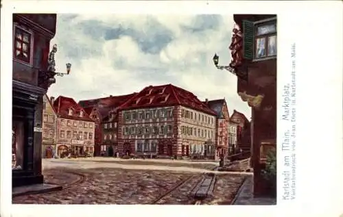 Ak Karlstadt am Main Unterfranken, Marktplatz
