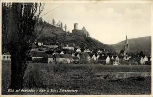 Ak Gemünden am Main Unterfranken, Burgruine Scherenburg