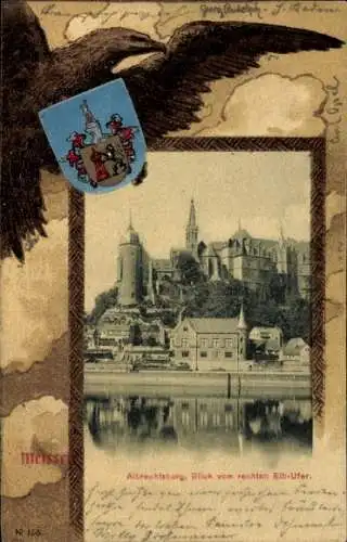 Passepartout Ak Meißen an der Elbe, Albrechtsburg, Wappen, Adler