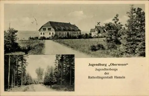 Ak Hameln an der Weser Niedersachsen, Jugendburg Oberweser, Jugendherberge, Waldweg