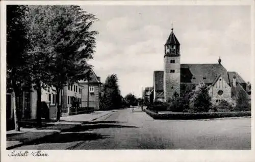 Ak Sarstedt in Niedersachsen, Kirche, Straßenpartie