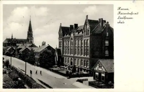 Ak Harsum Hildesheim in Niedersachsen, Kaiserstraße mit Landfrauenschule, Geschäft Wassmann